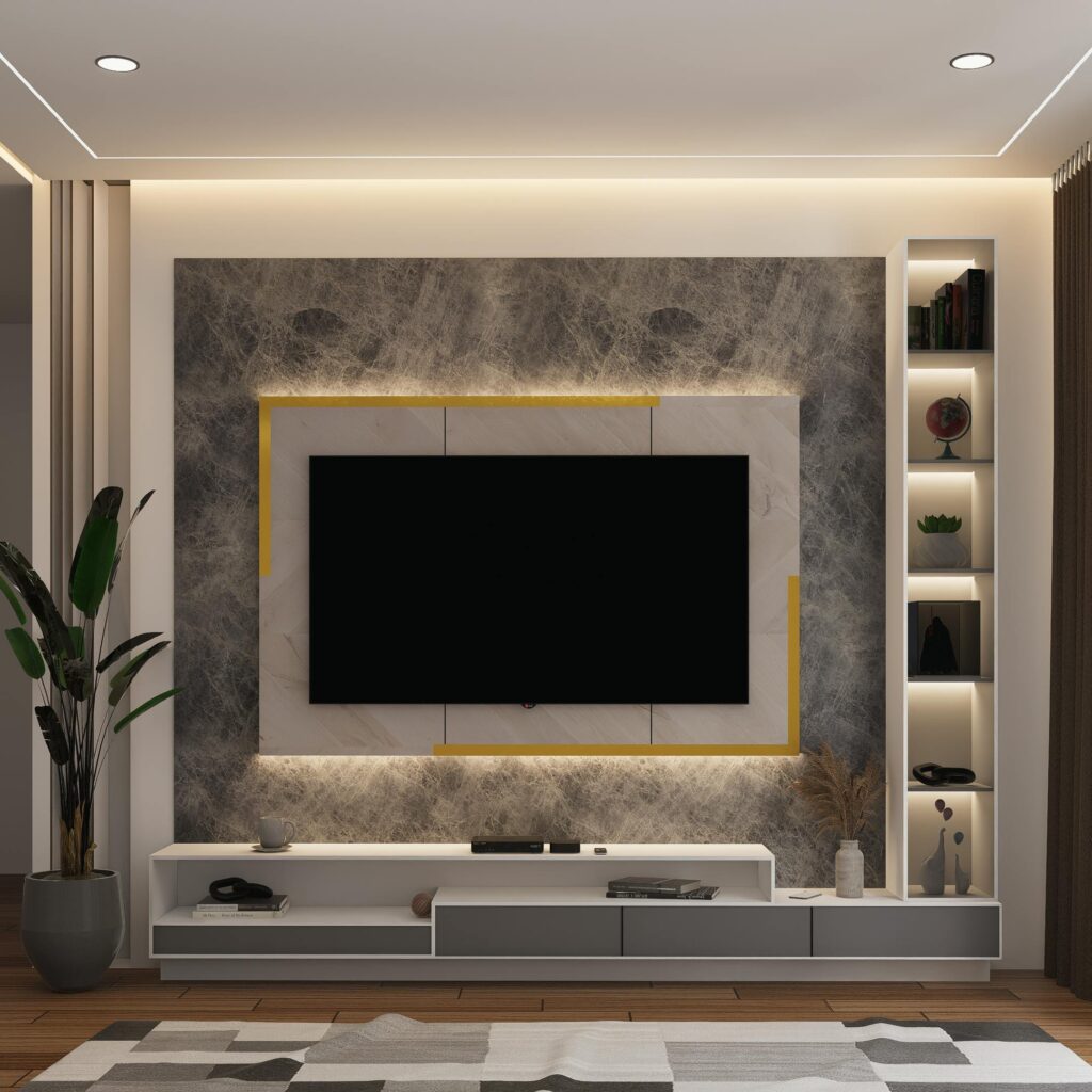 Custom media wall TV library in Orlando